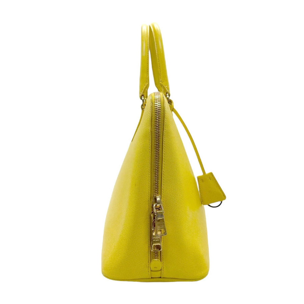Prada yellow vibrant leather Saffiano Galleria bag tote Yellow
